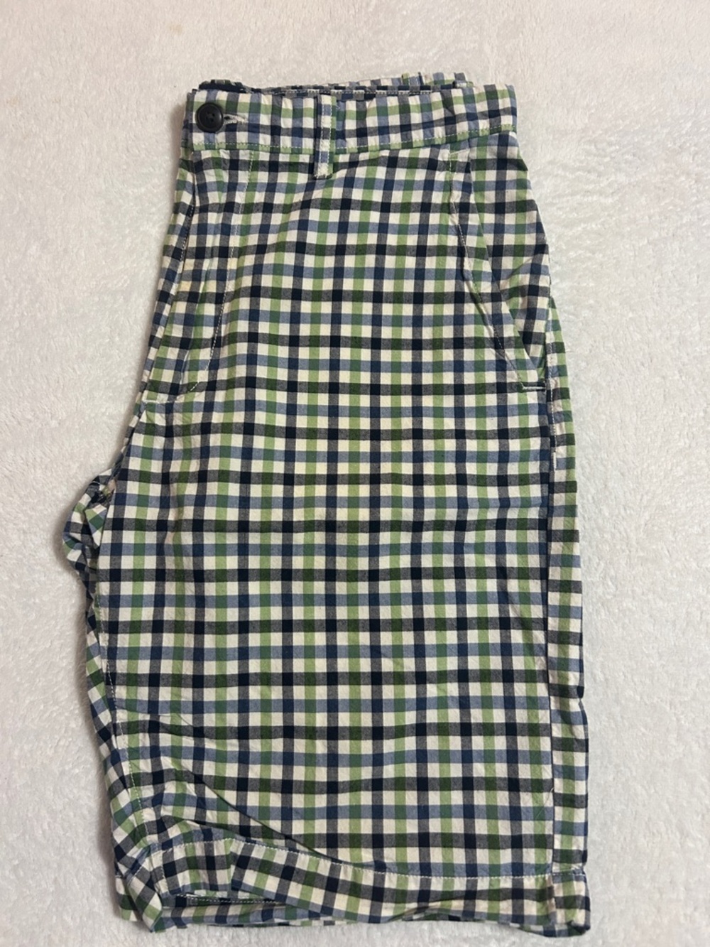 GAP Men’s Green Navy White Gingham Flat Front Shorts